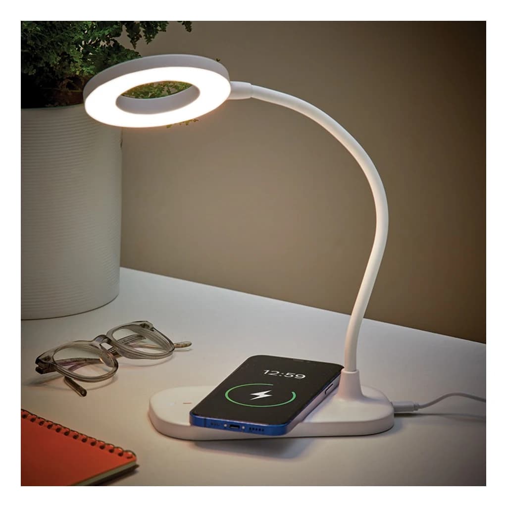 Bendable-Arm Desk Lamp with Phone Charging Base